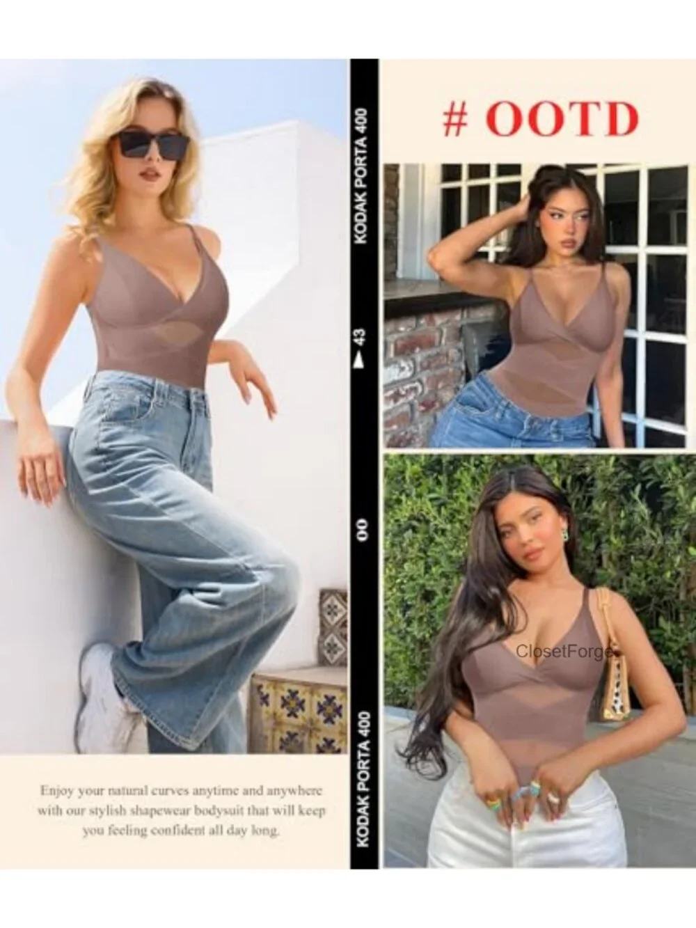 Women's Tummy Control Shapewear Bodysuit with Built in Bra, Butt Lifter,